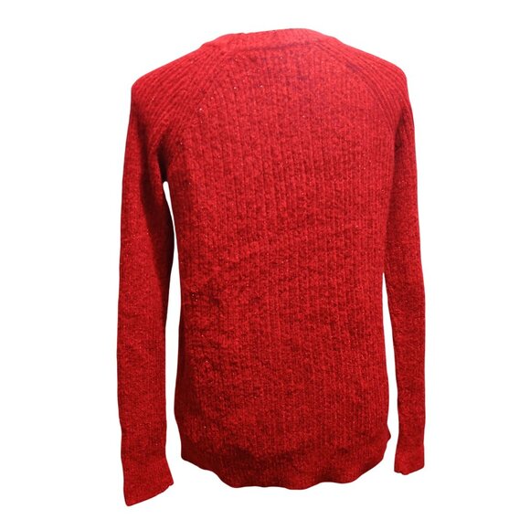 APT.9 Small Womens Sweater Red Sparkle Textured Pullover Holiday Knit Crewneck - Picture 4 of 10